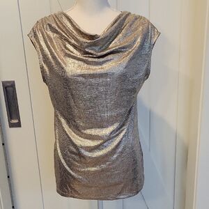 Metallic Gold Women's Boat Neck Sleeveless Top Maison d' Amelie Paris